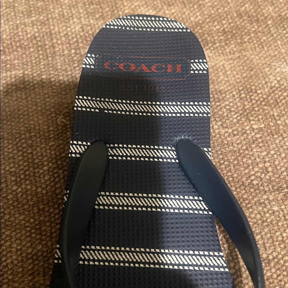 Coach Dark Blue and White Flip Flops - Picture 6 of 11
